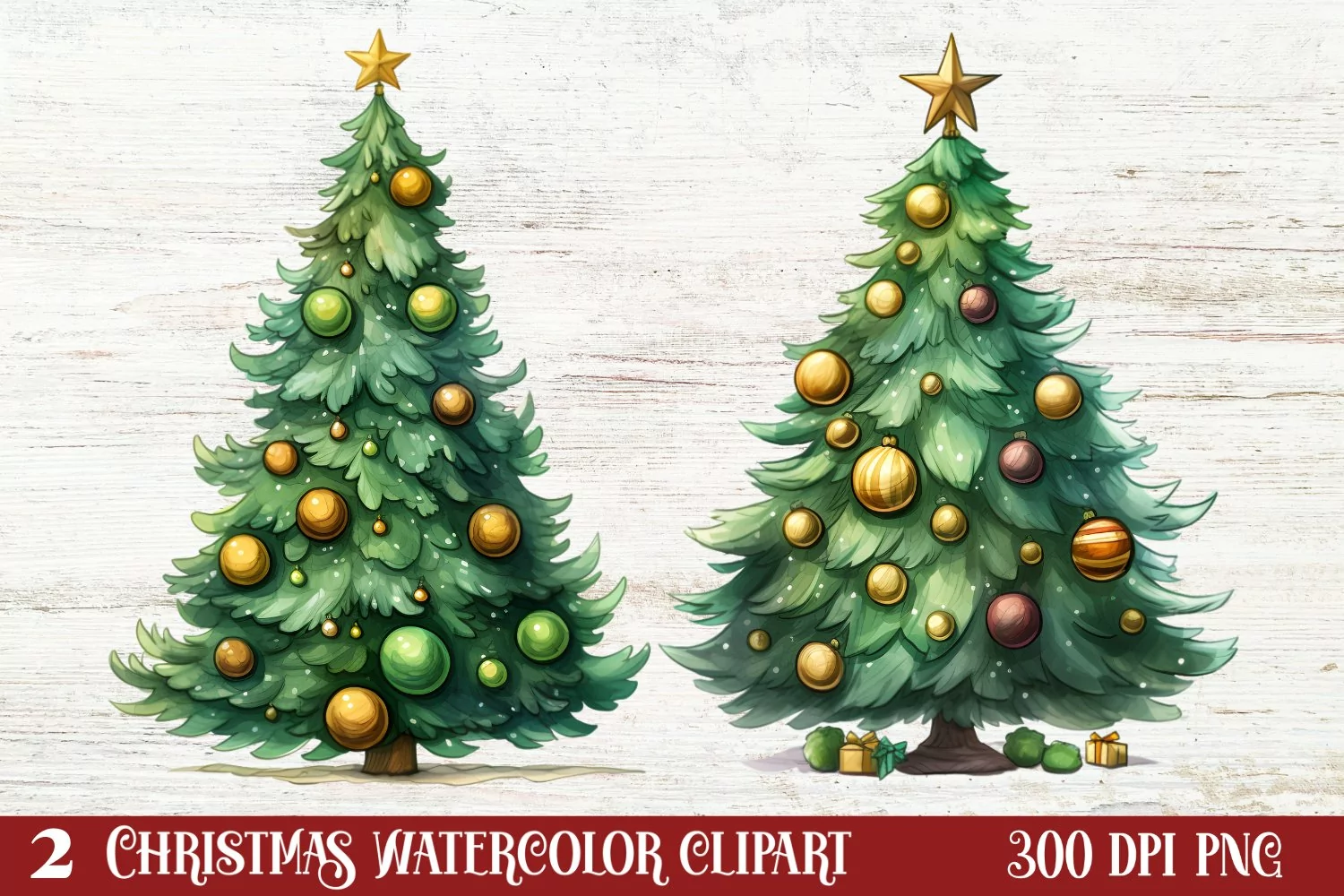 Watercolor Christmas tree clipart, Christmas tree Clipart product image 1