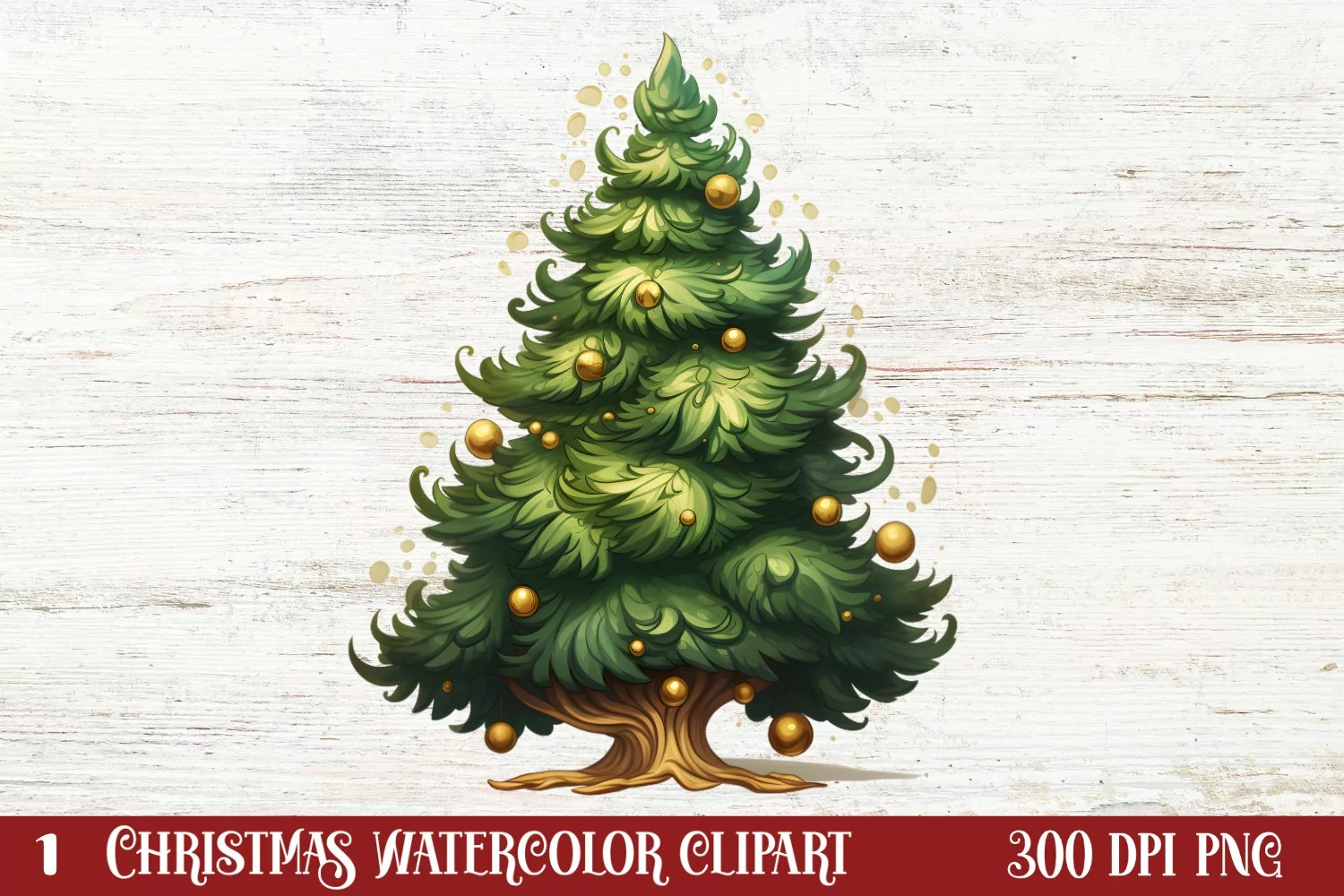 Watercolor Christmas tree clipart, Christmas tree Clipart product image 1