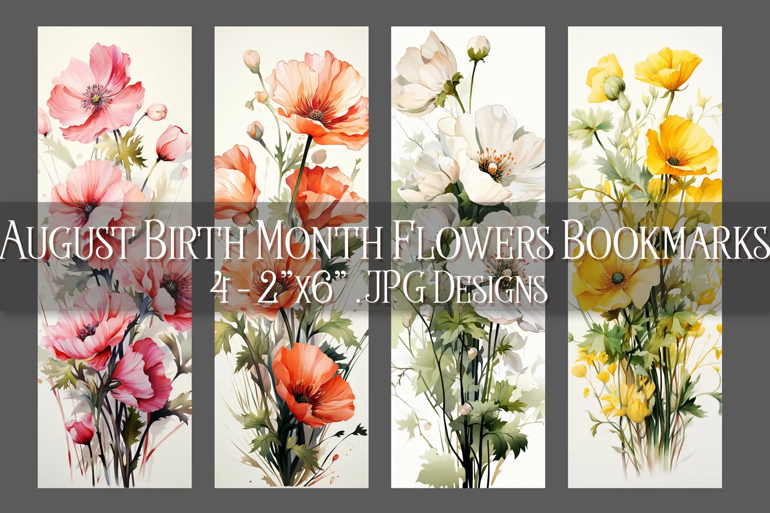 Floral Bookmark, August Bookmark, Poppy Flowers Bookmarks s1 product image 1