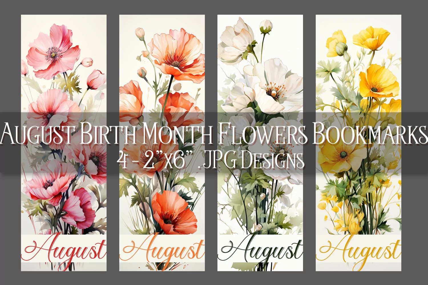 Floral Bookmark, August Bookmark, Poppy Flowers Bookmarks s2 product image 1