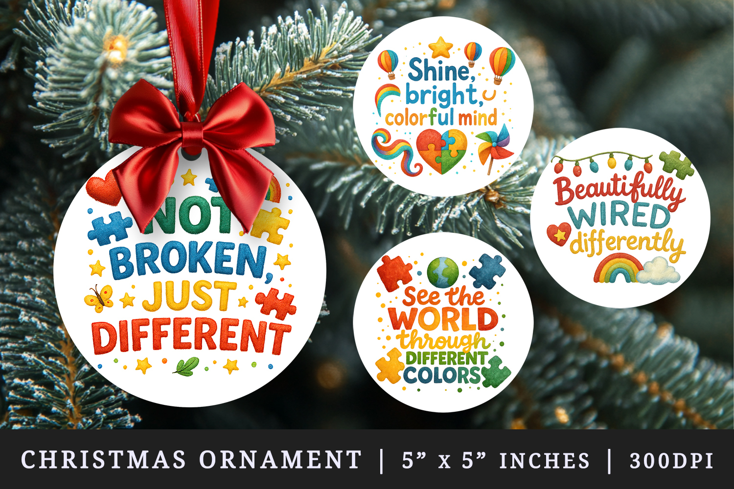 Autism Awareness round ornaments sublimation design product image 1