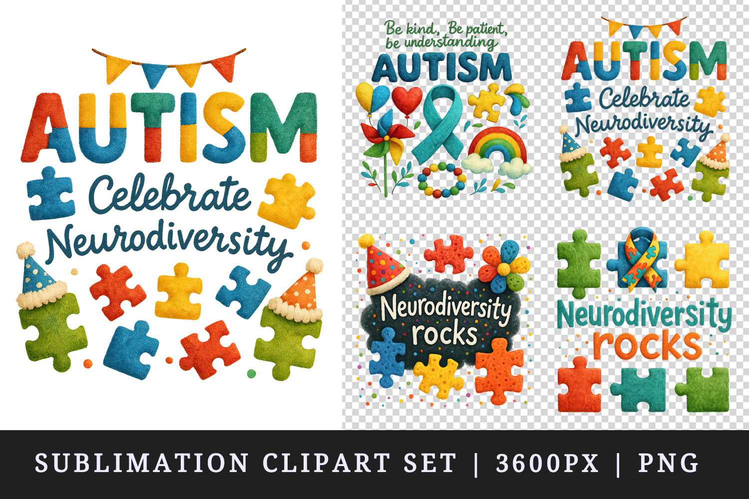 Autism Awareness clipart printable sublimation design png product image 1