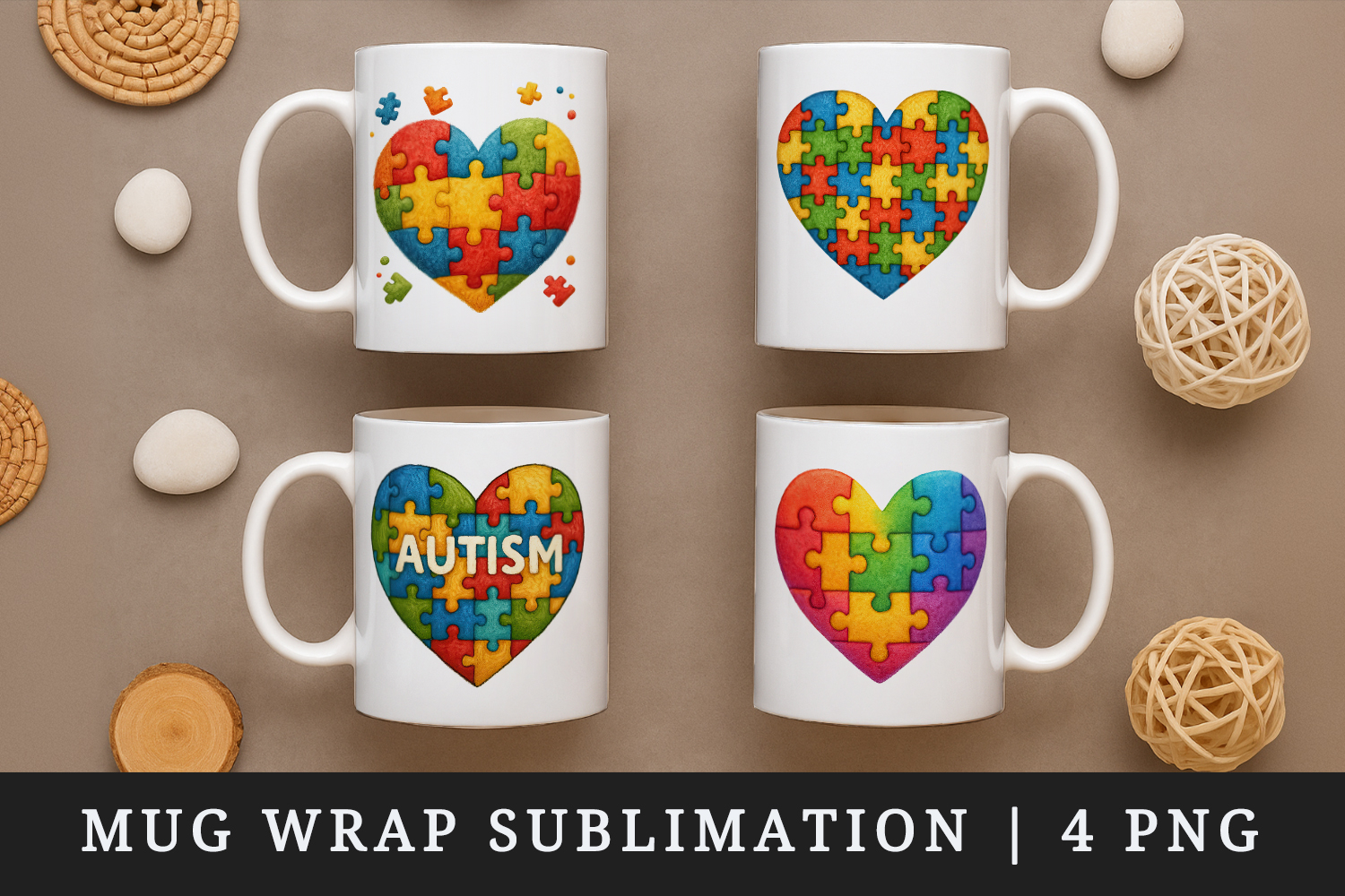 Autism Awareness mug wrap printable sublimation design product image 1