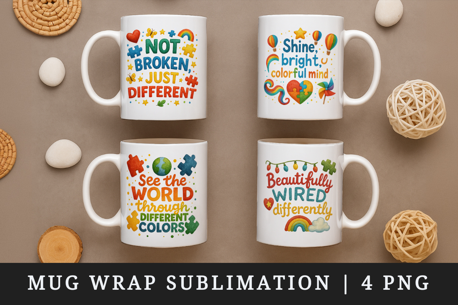 Autism Awareness mug wrap printable sublimation design product image 1