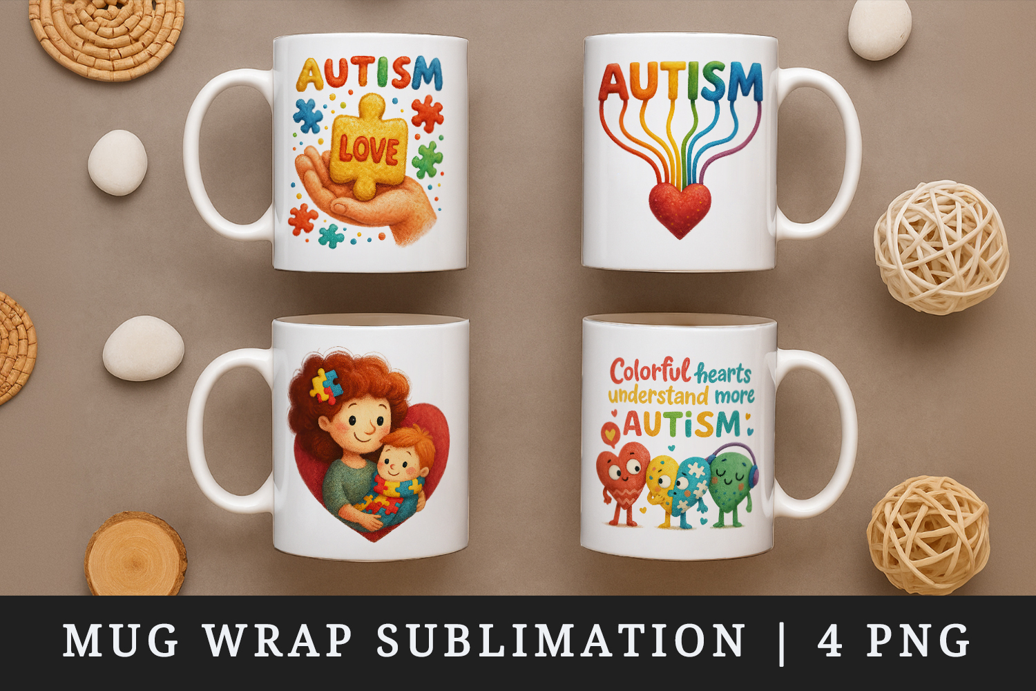 Autism Awareness mug wrap printable sublimation design product image 1