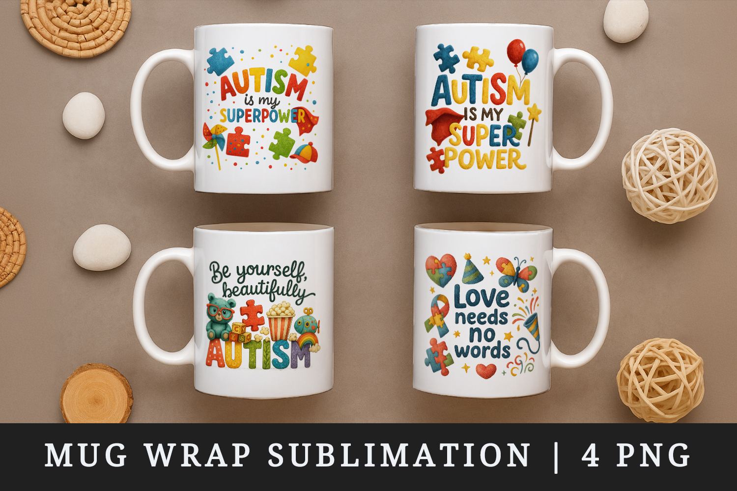 Autism Awareness mug wrap printable sublimation design product image 1