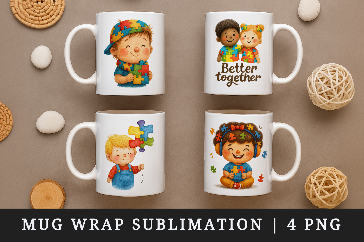 Autism Awareness mug wrap printable sublimation design product image 1