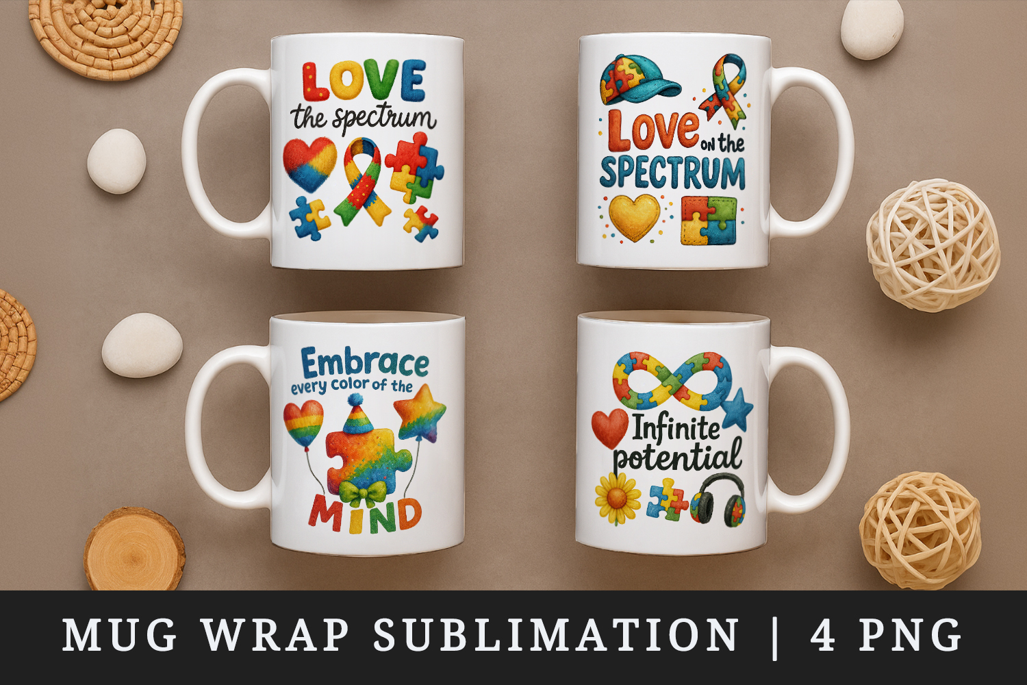 Autism Awareness mug wrap printable sublimation design product image 1