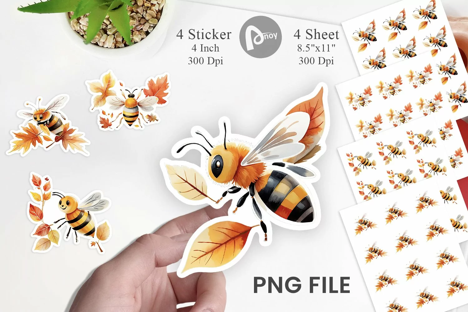 Autumn Bee Watercolor Sticker product image 1
