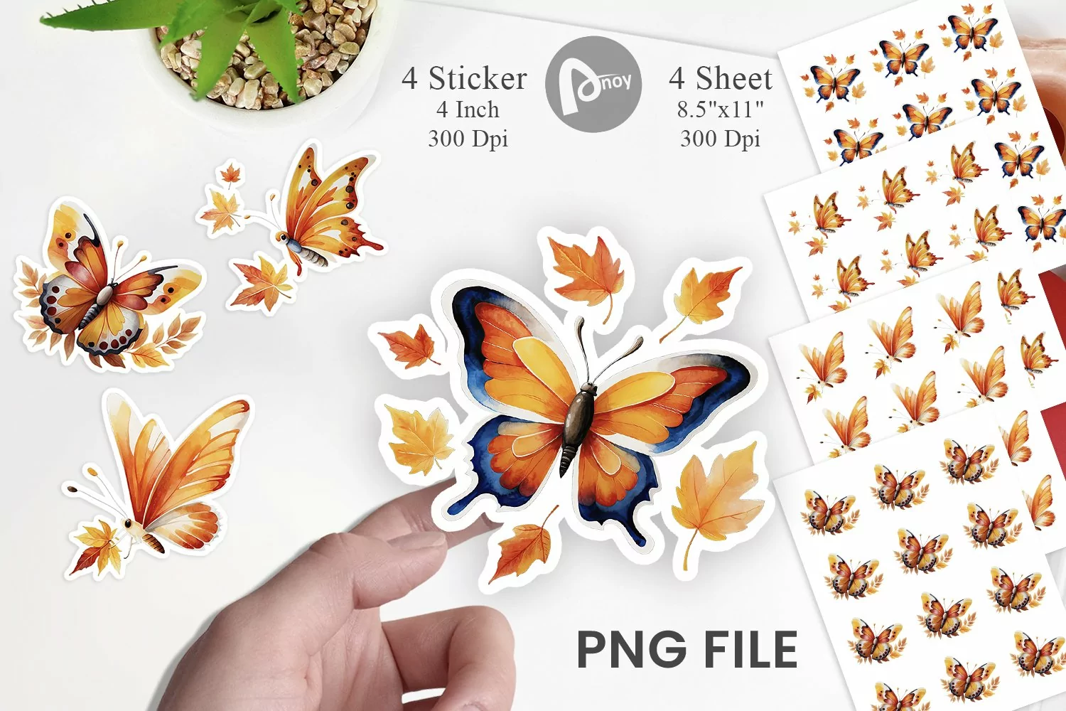 Autumn Butterfly Watercolor Sticker product image 1