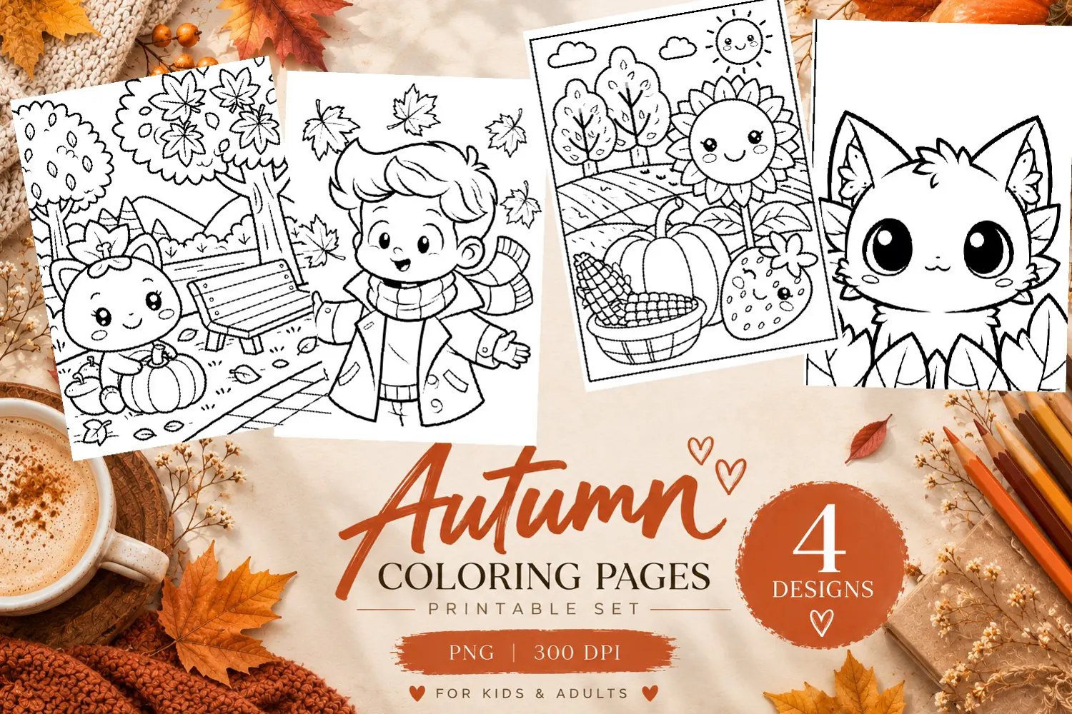 Autumn Coloring Pages | Cute Fall Printable Coloring Pages product image 1