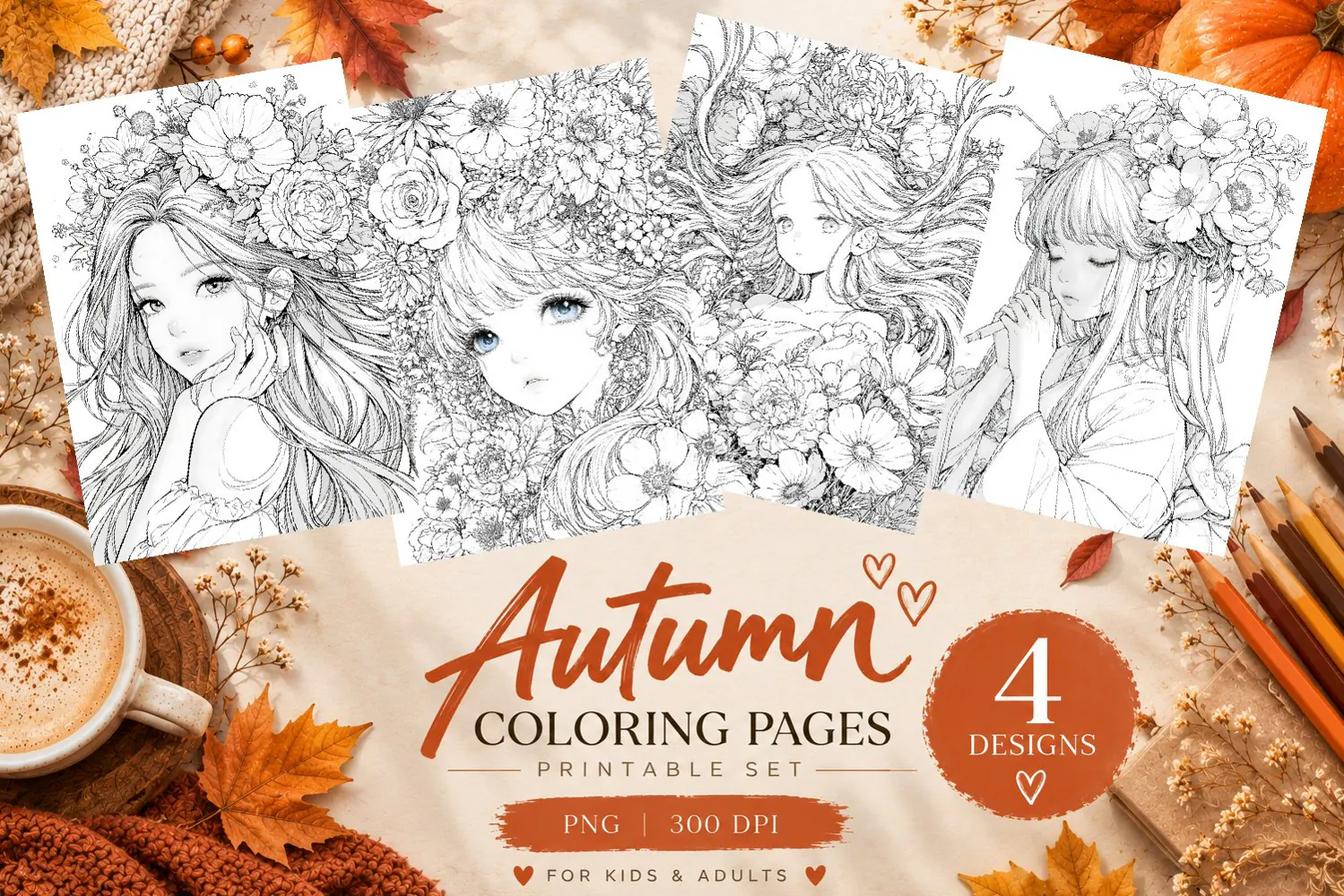 Autumn Coloring Pages | Cute Fall Printable Coloring Pages product image 1