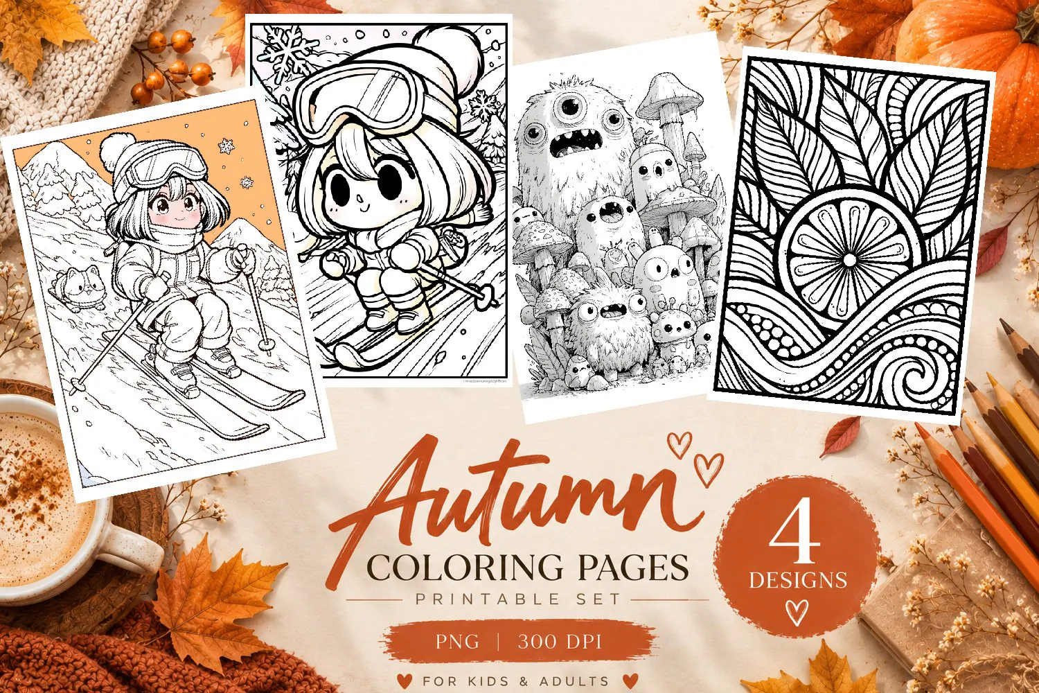 Autumn Coloring Pages | Cute Fall Printable Coloring Pages product image 1