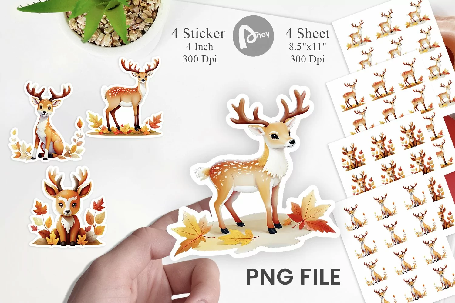 Autumn Deer Watercolor Sticker product image 1