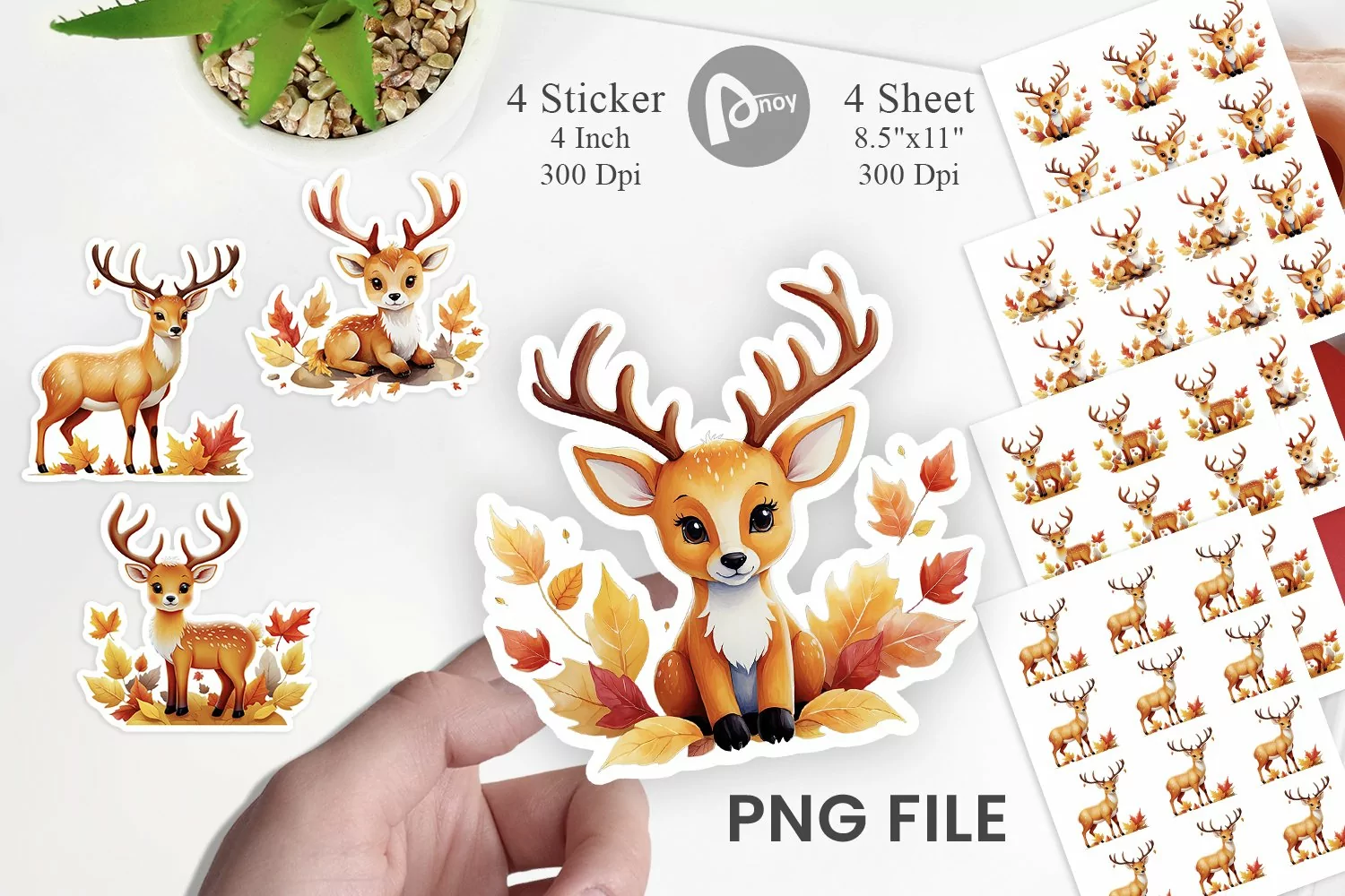 Autumn Deer Watercolor Sticker product image 1