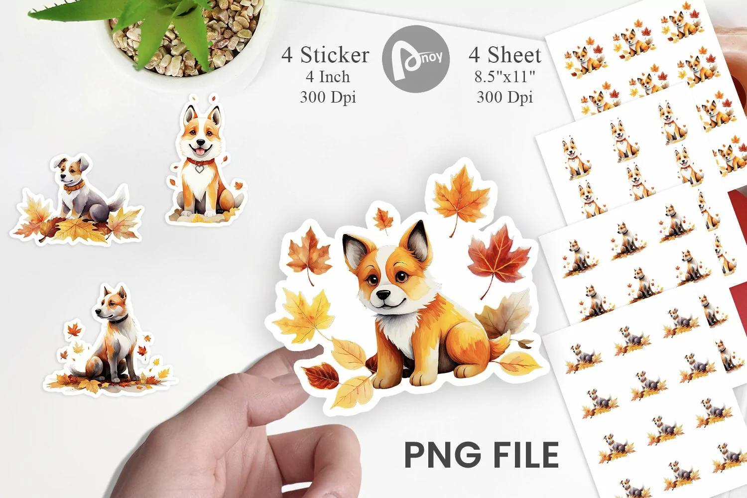 Autumn Dog Watercolor Sticker product image 1
