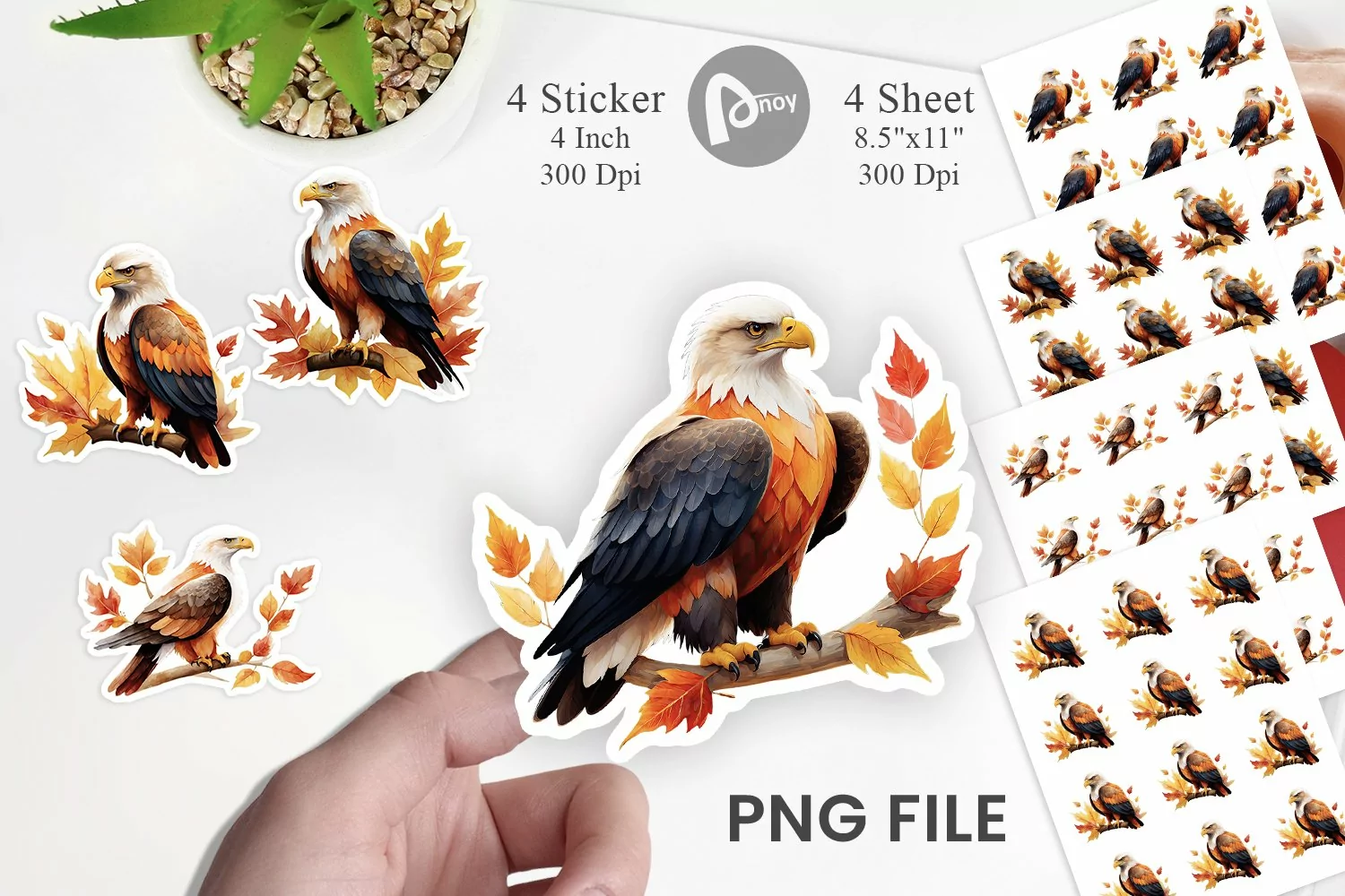 Autumn Eagle Watercolor Sticker product image 1