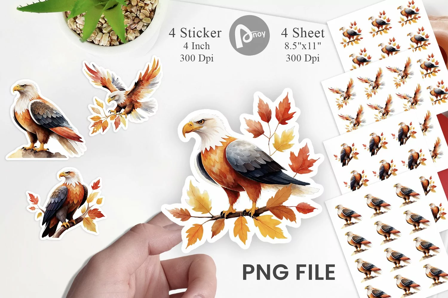 Autumn Eagle Watercolor Sticker product image 1
