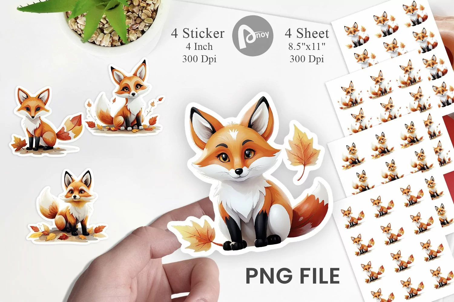 Autumn Fox Watercolor Sticker product image 1