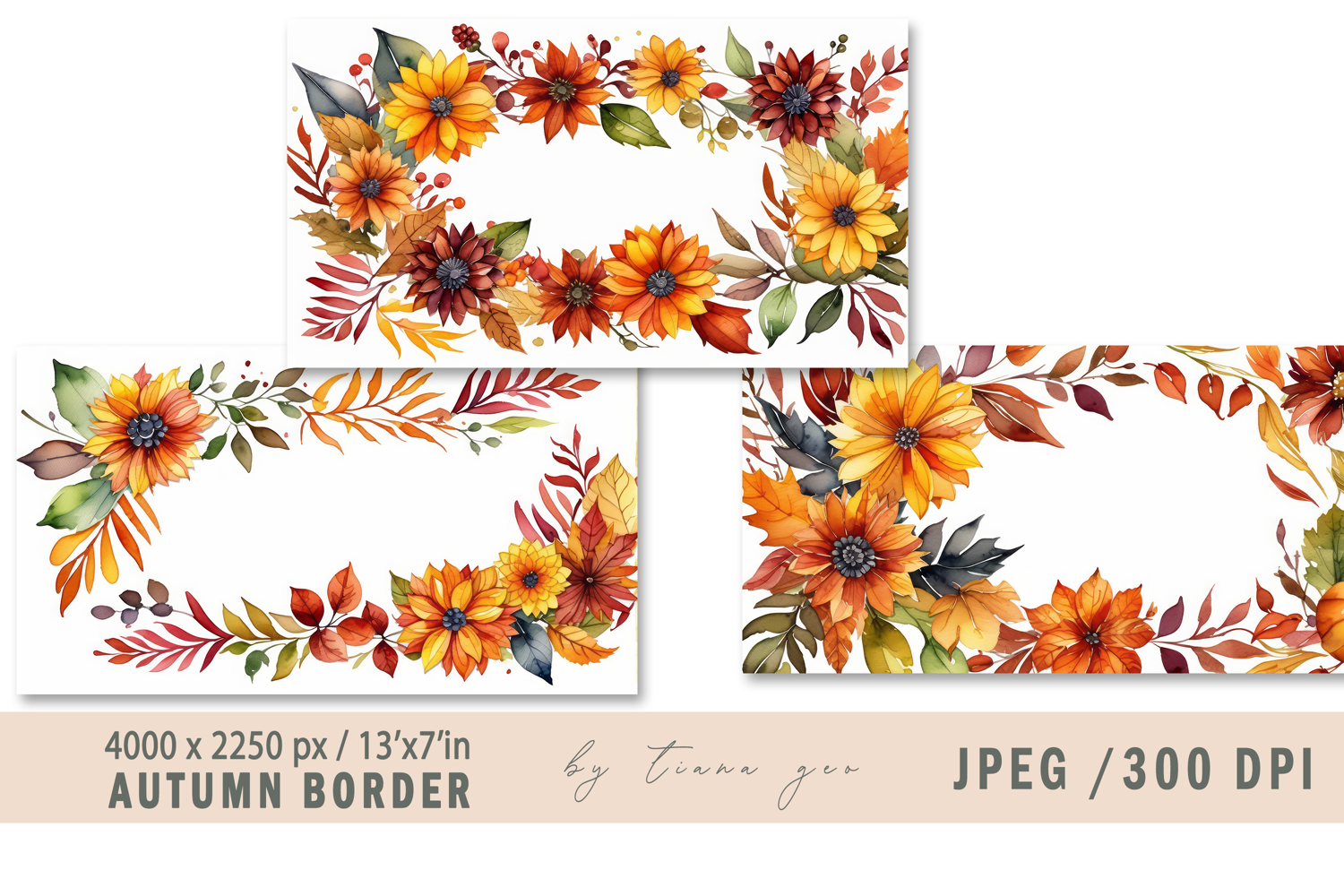 Watercolor autumn frame- 3 jpeg product image 1