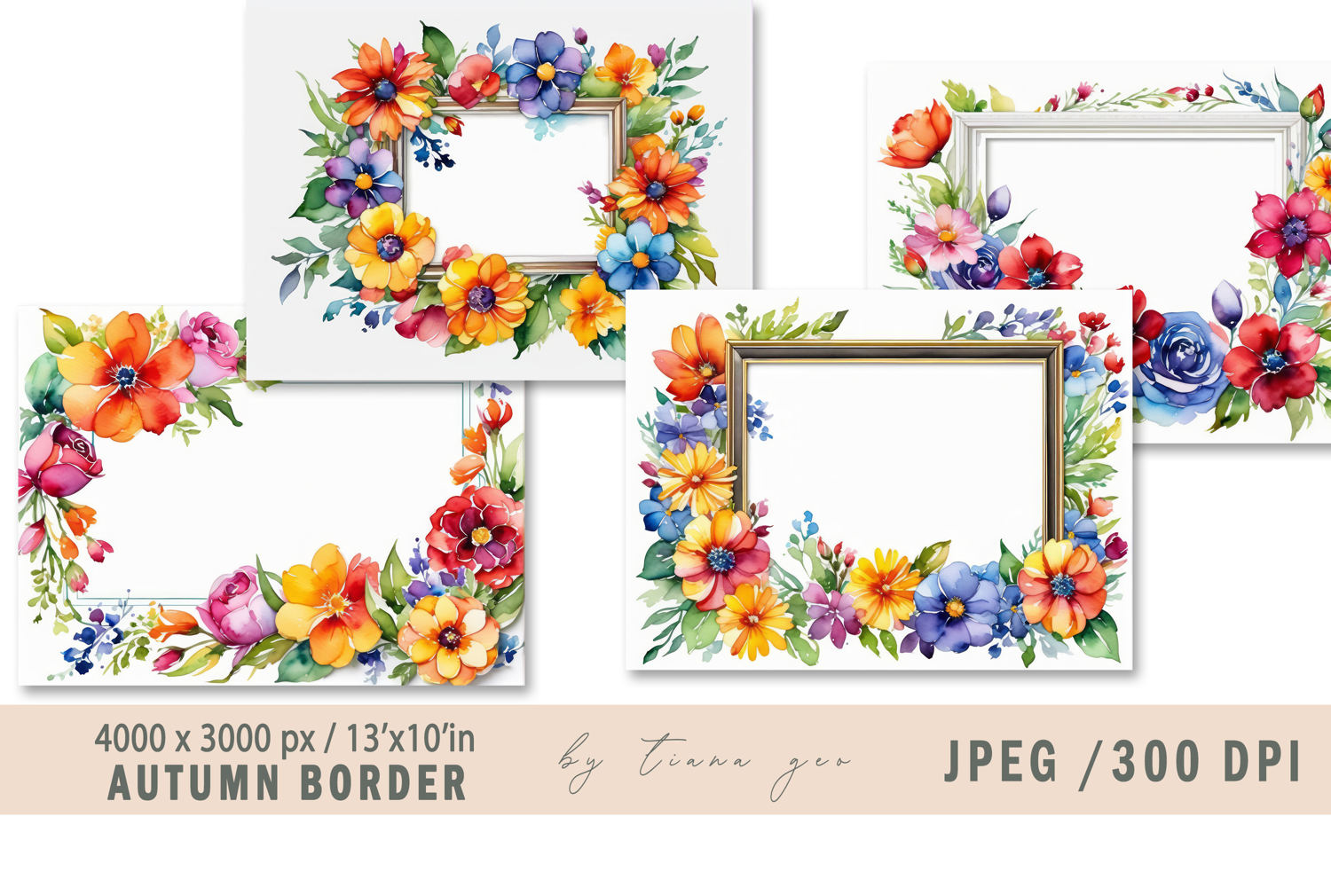 Watercolor autumn frame- 4jpeg product image 1