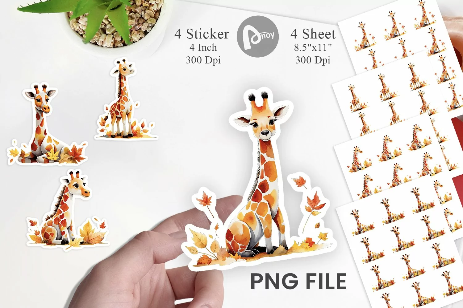 Autumn Giraffe Watercolor Sticker product image 1