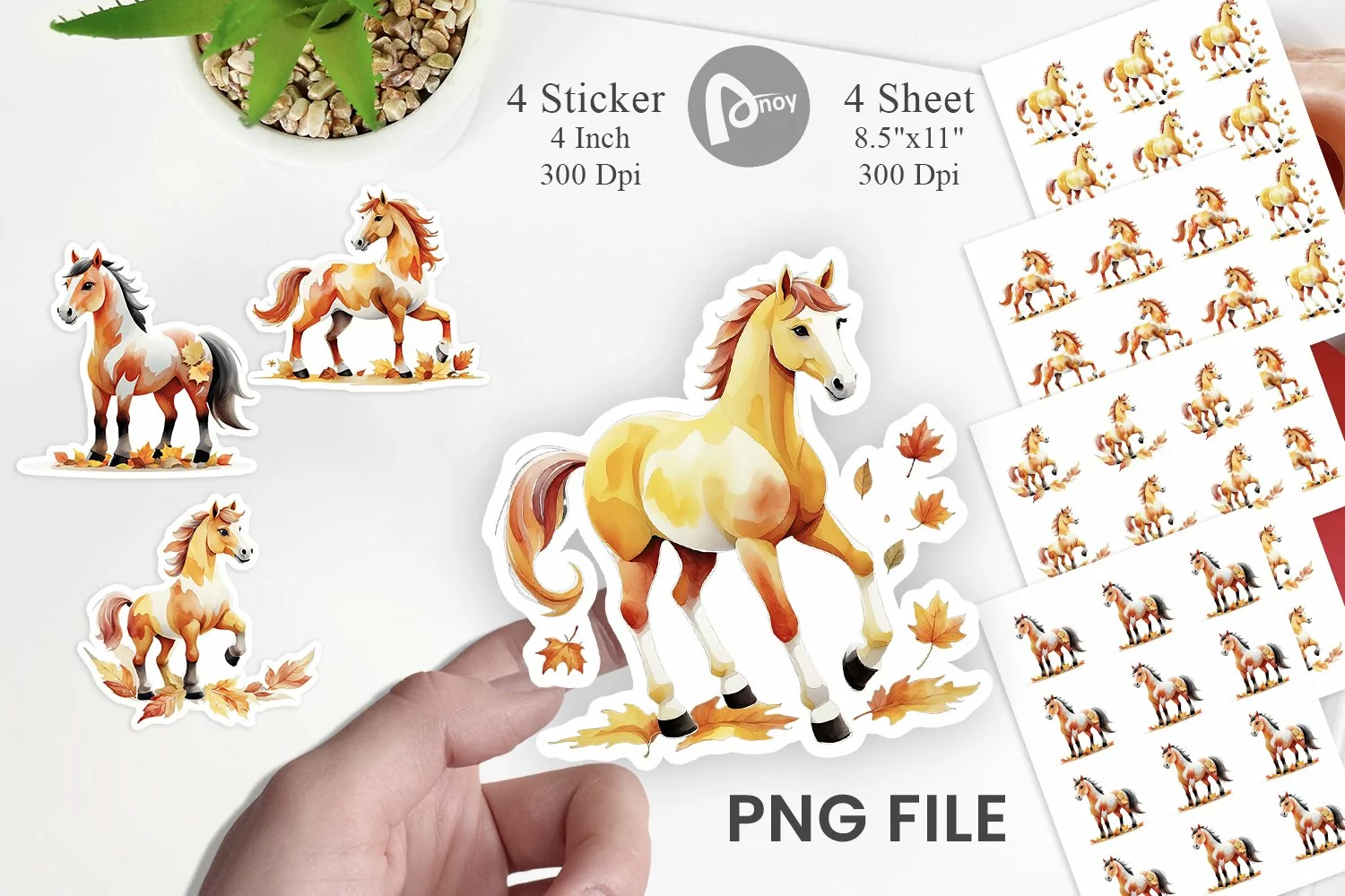 Autumn Horse Watercolor Sticker product image 1