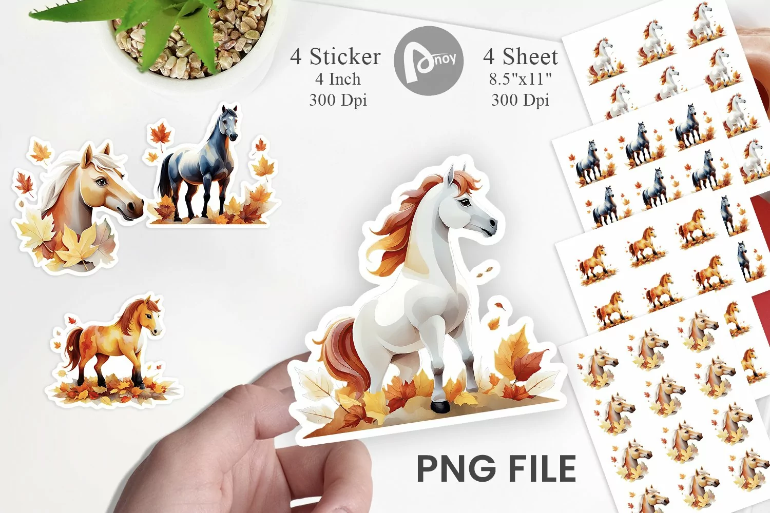 Autumn Horse Watercolor Sticker product image 1