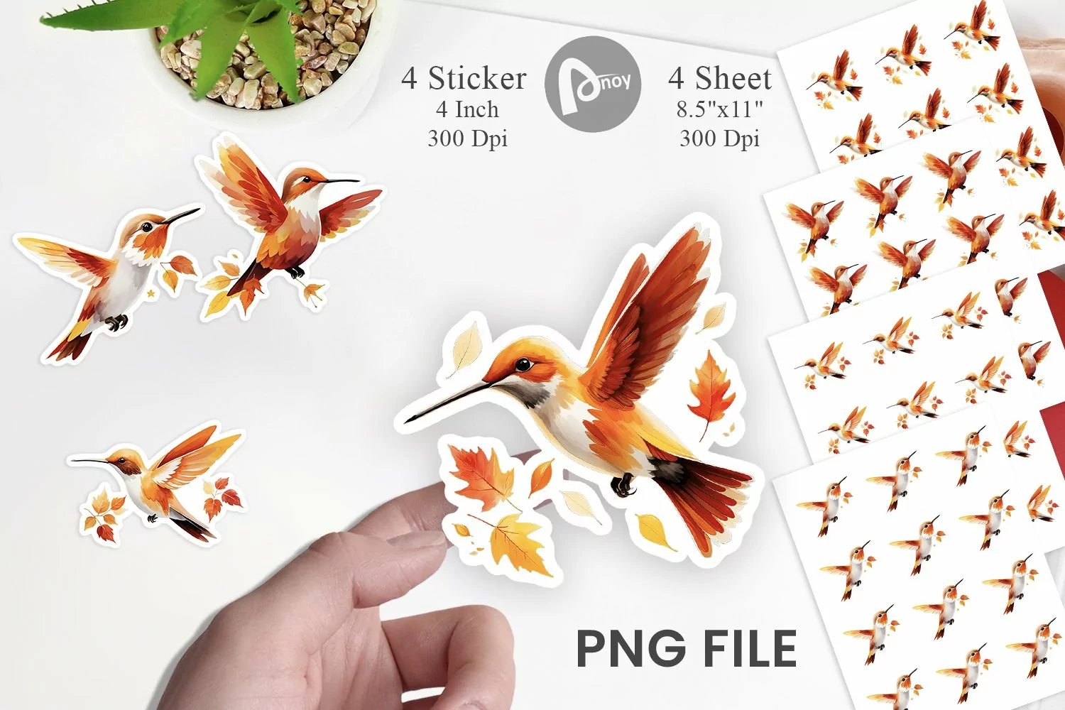 Autumn Hummingbird Watercolor Sticker product image 1