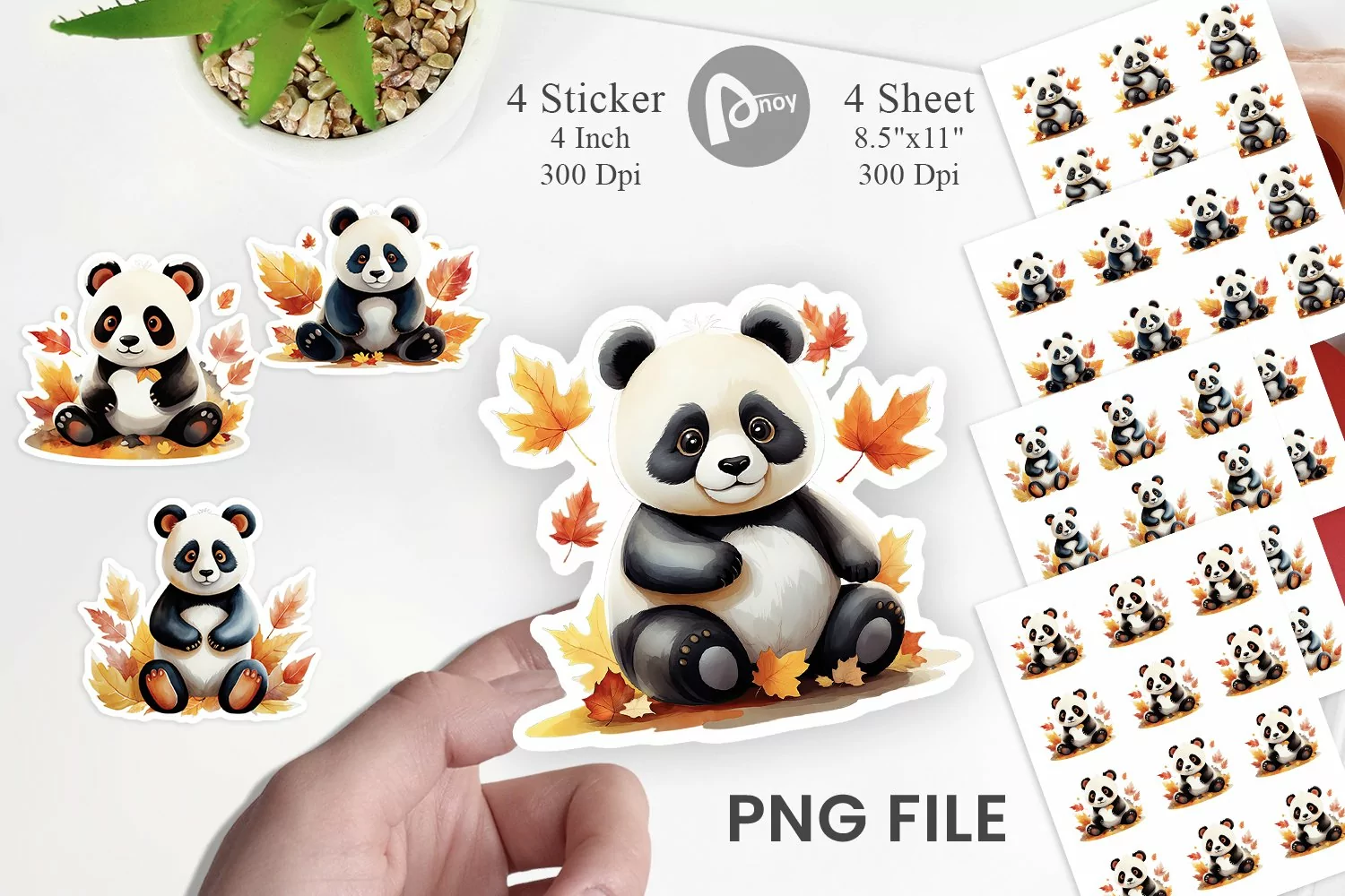Autumn Panda Watercolor Sticker product image 1