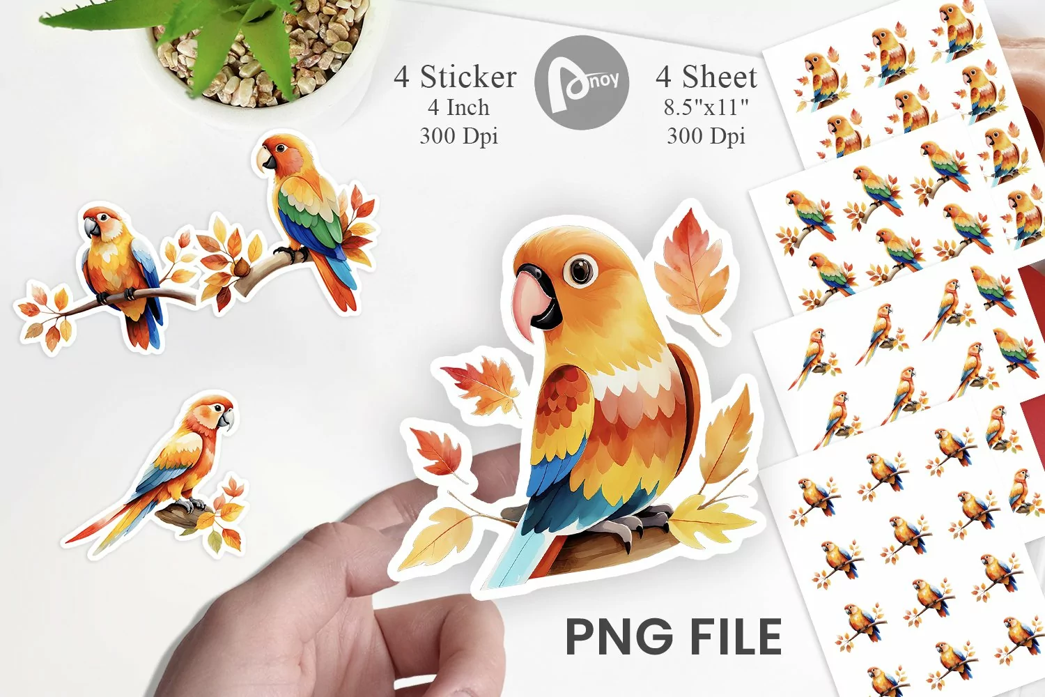 Autumn Parrot Watercolor Sticker product image 1