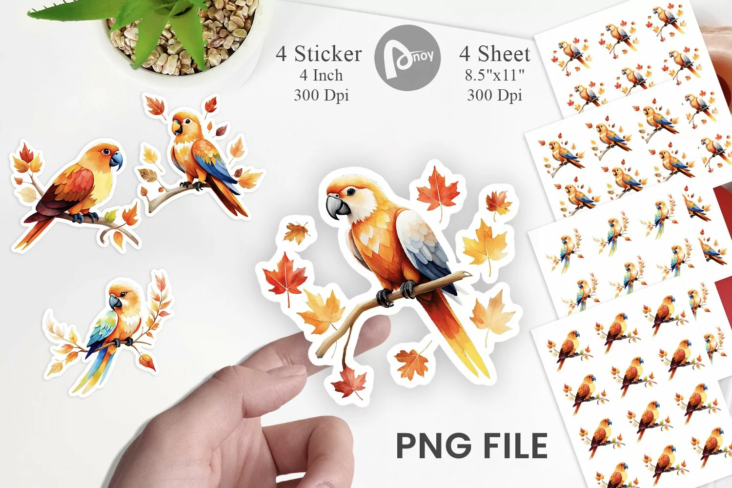 Autumn Parrot Watercolor Sticker product image 1