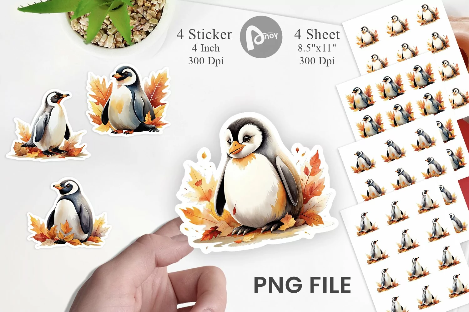 Autumn Penguin Watercolor Sticker product image 1