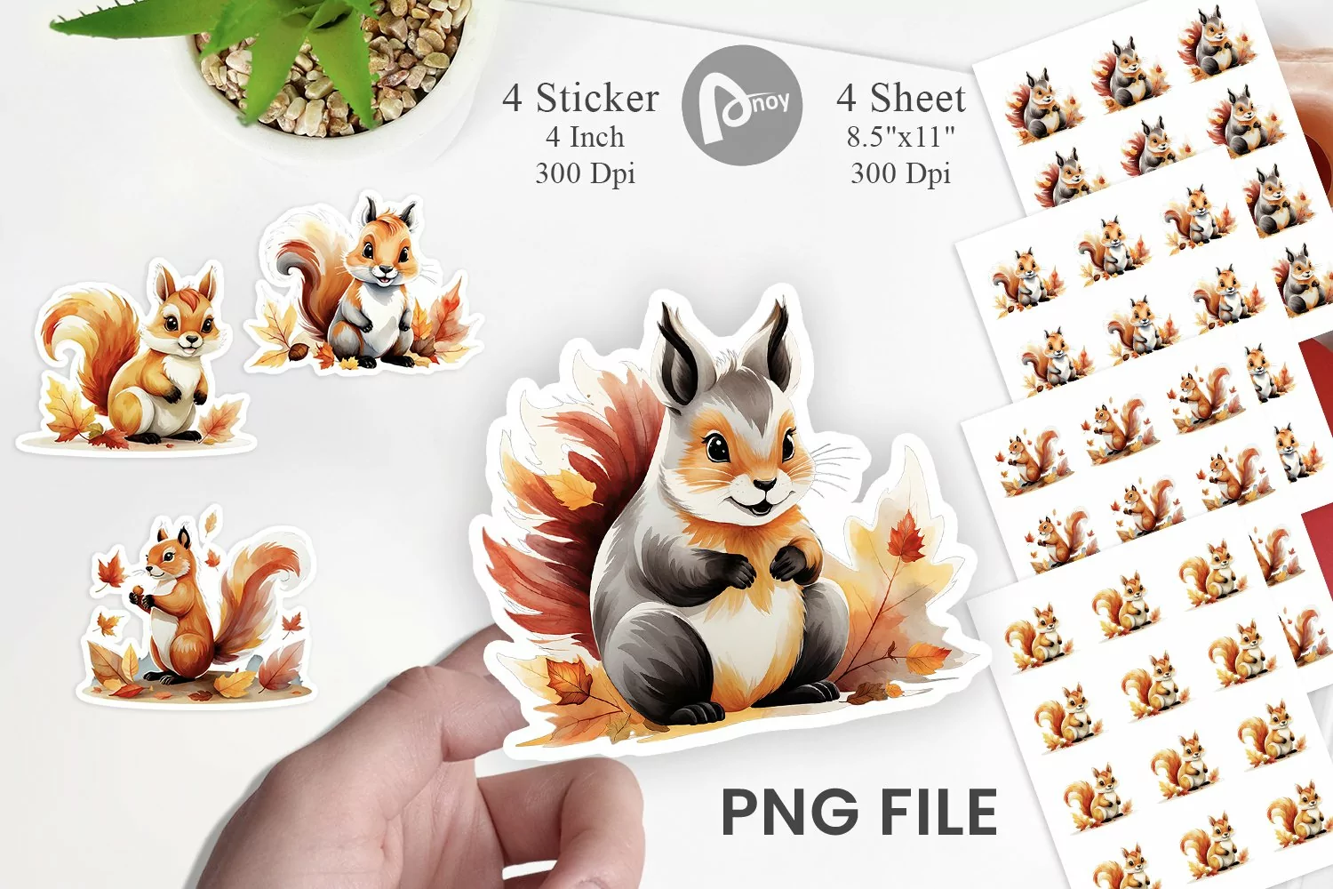 Autumn Squirrel Watercolor Sticker product image 1