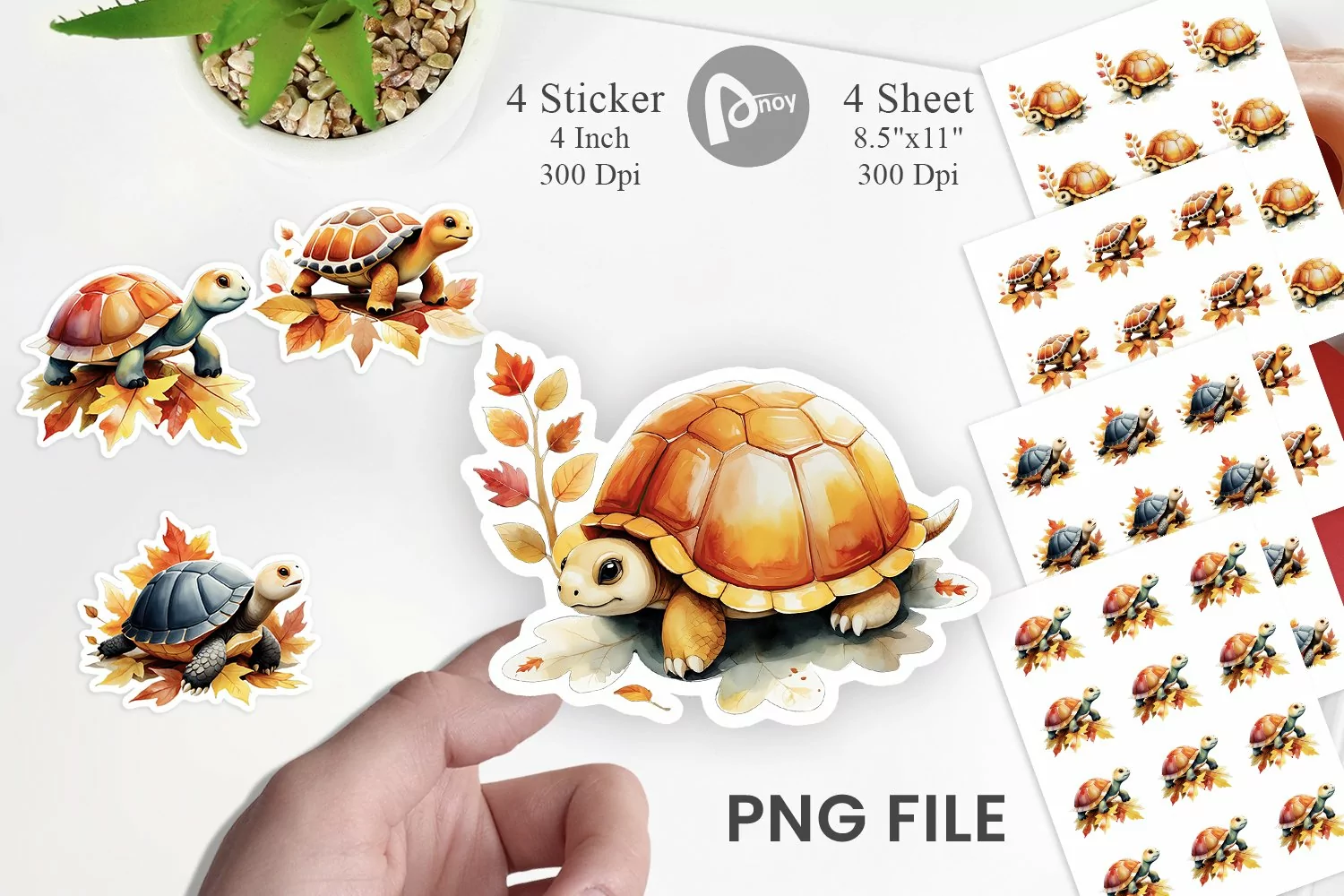 Autumn Turtle Watercolor Sticker product image 1