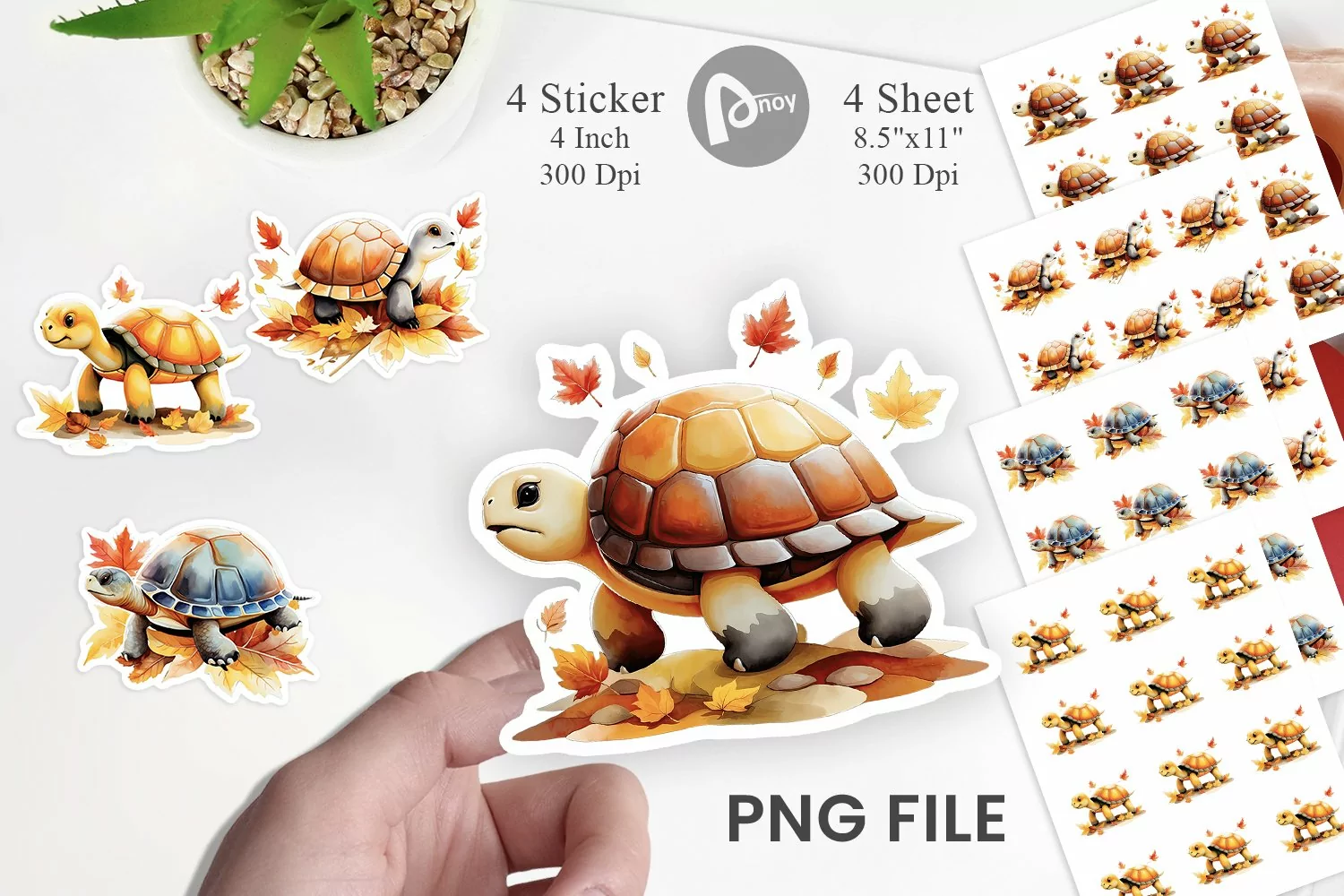 Autumn Turtle Watercolor Sticker product image 1