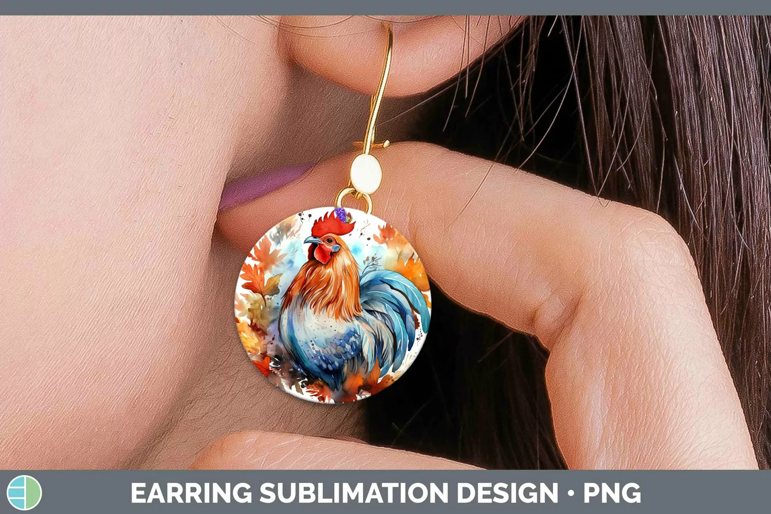 GorgeousAutumn Watercolor Round Earrings design.