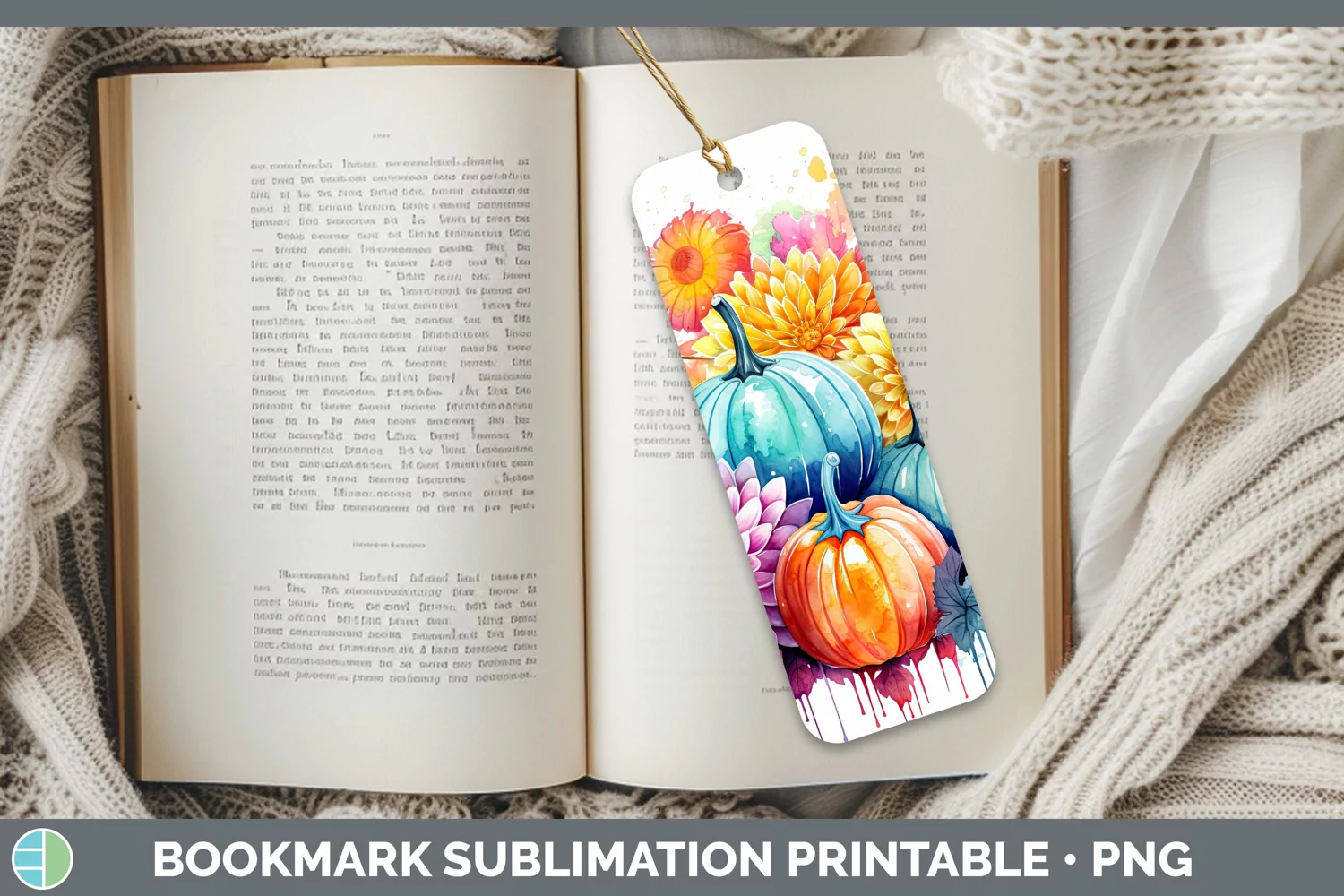 GorgeousAutumn Watercolor Bookmark design.