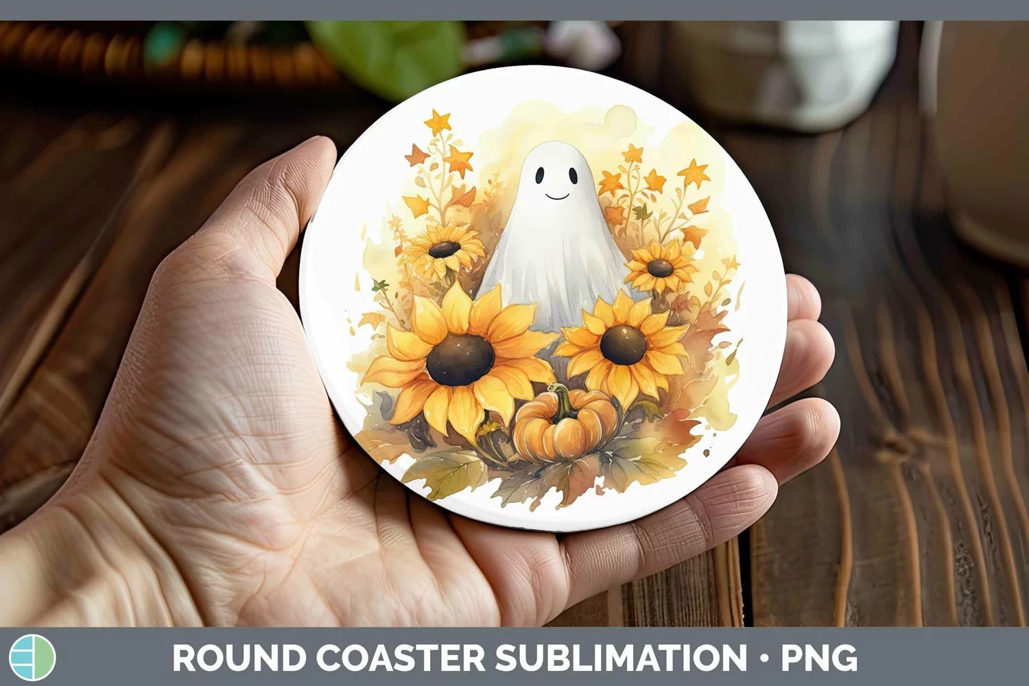 GorgeousAutumn Watercolor Round Coaster design.