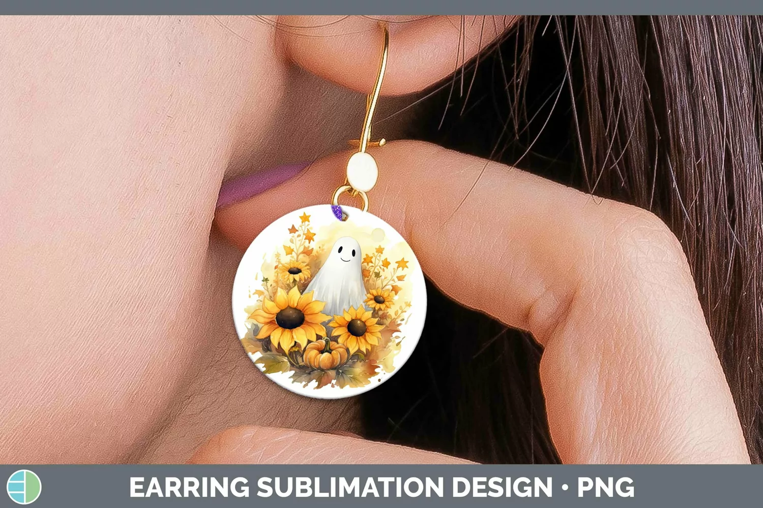GorgeousAutumn Watercolor Round Earrings design.