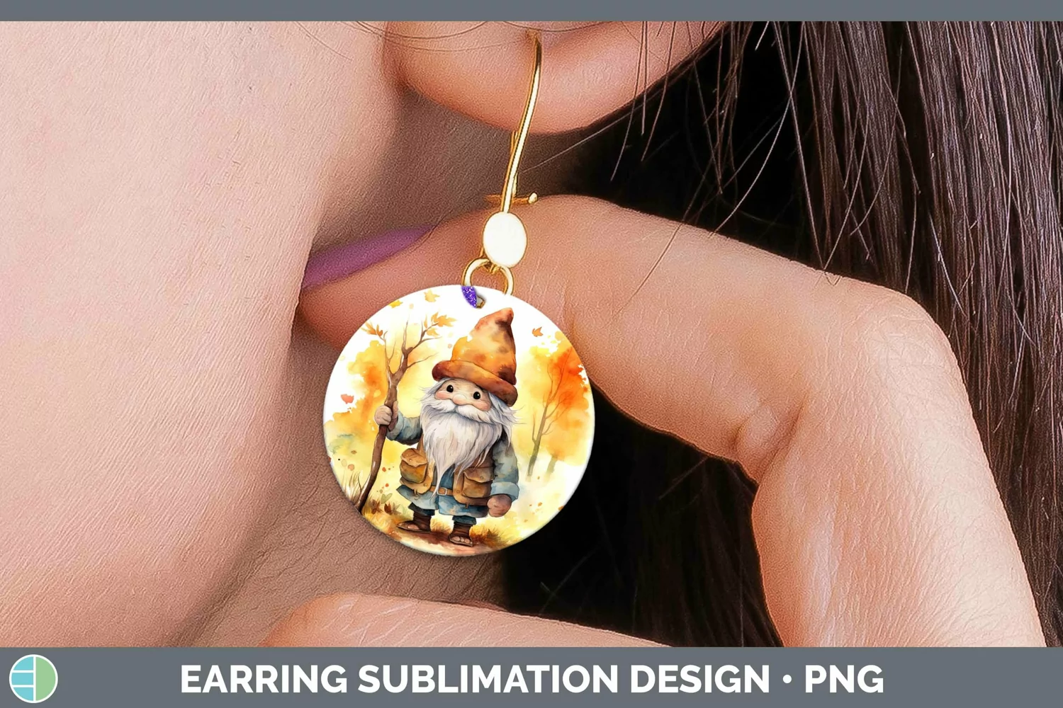 GorgeousAutumn Watercolor Round Earrings design.