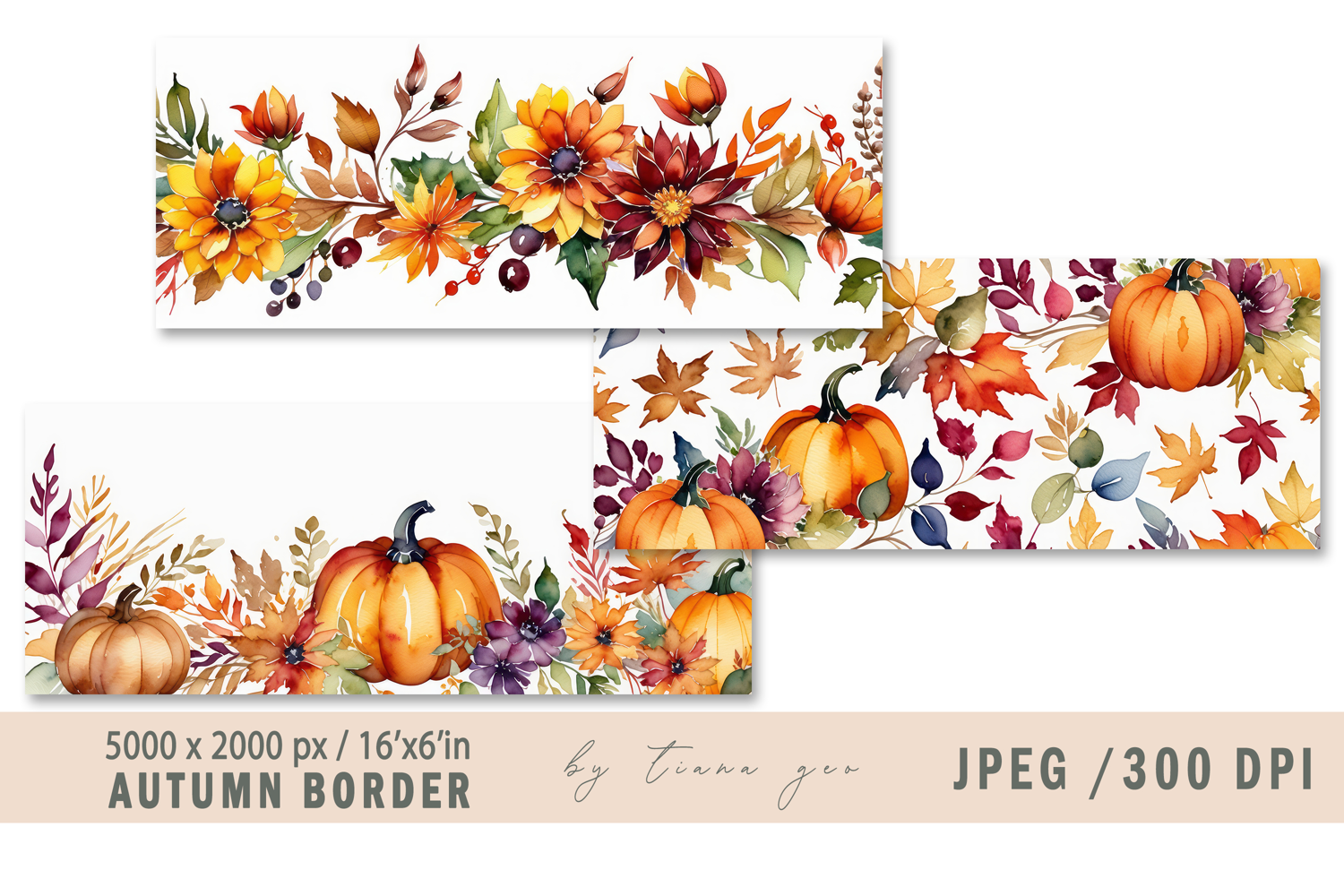Watercolor autumn banner- 3 jpeg product image 1