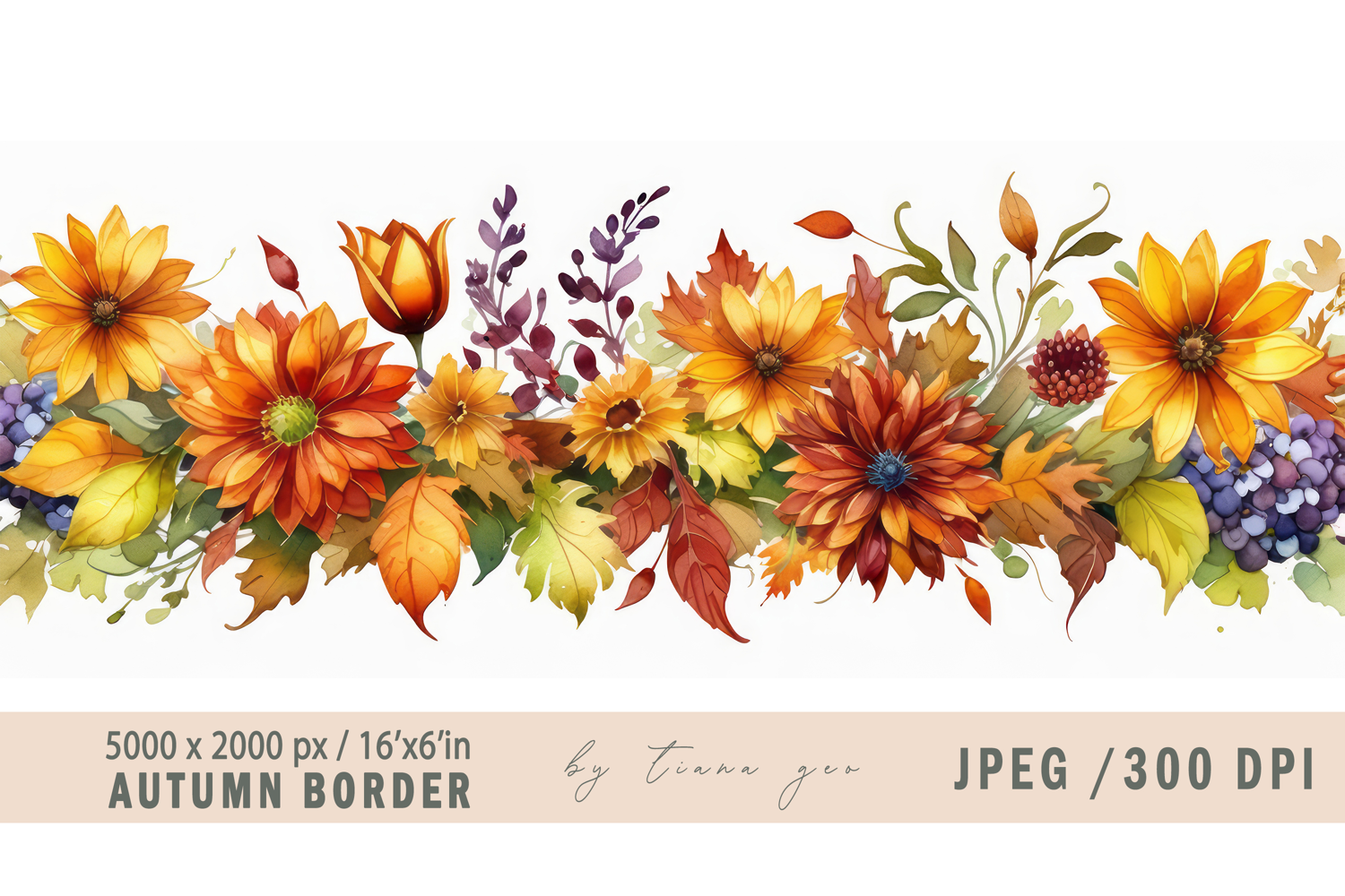 Watercolor autumn banner- 1 jpeg product image 1