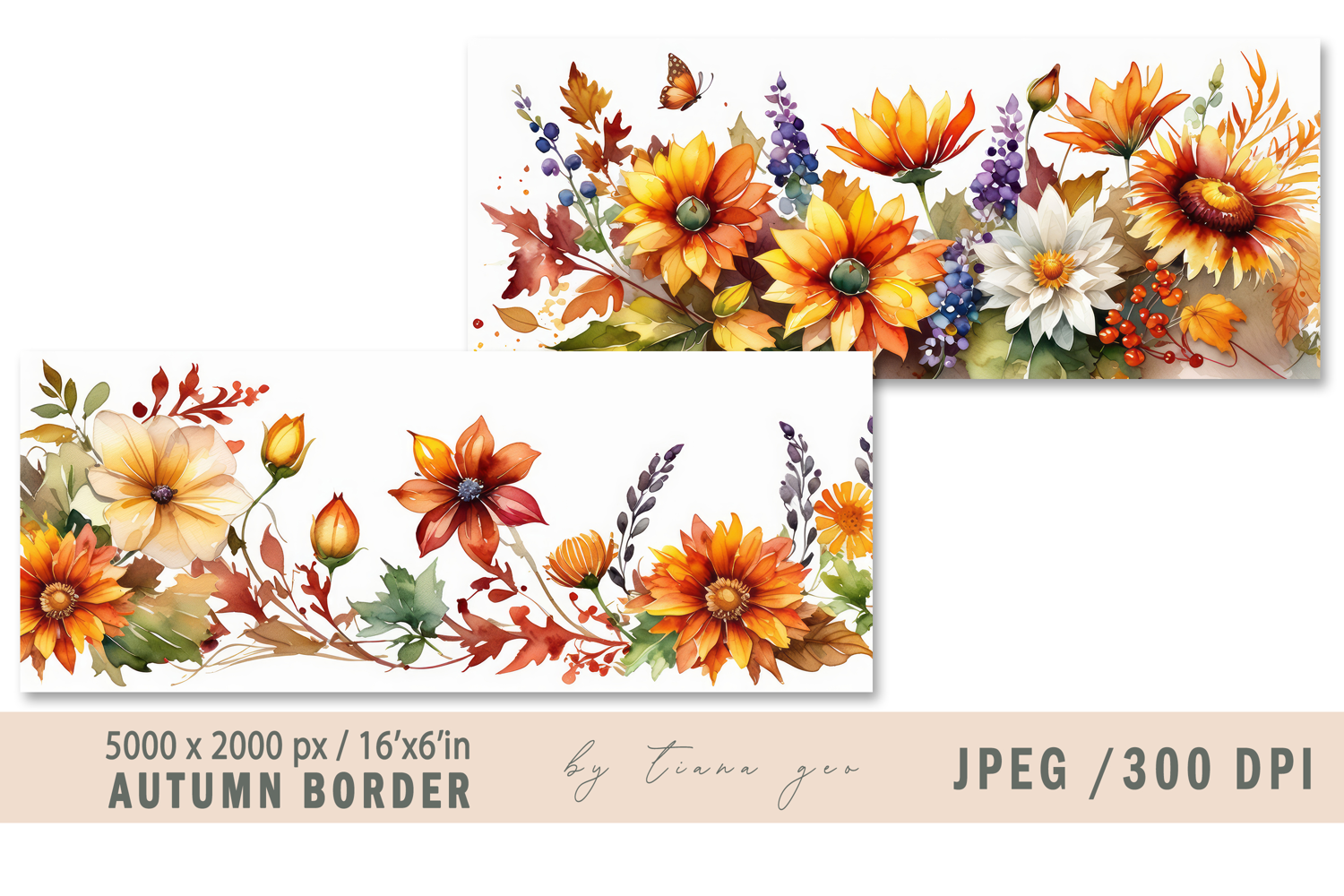 Watercolor autumn banner- 2jpeg product image 1