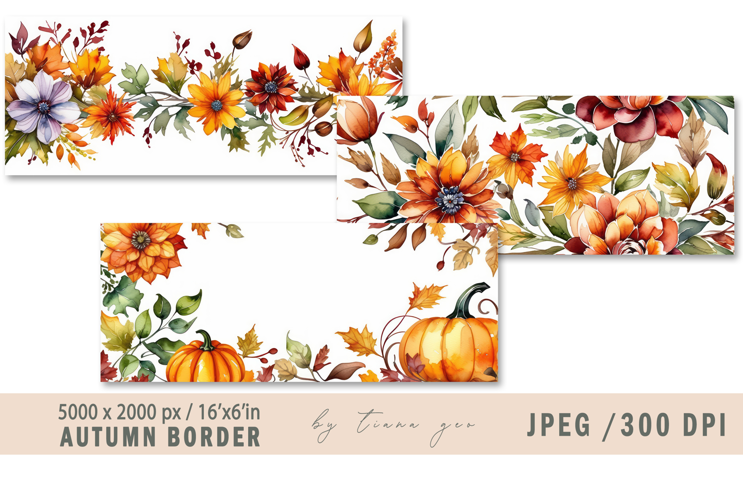 Watercolor autumn banner- 3 jpeg product image 1