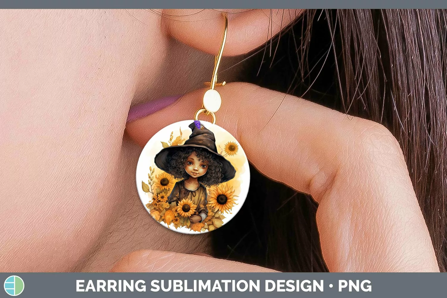 GorgeousAutumn Watercolor Round Earrings design.
