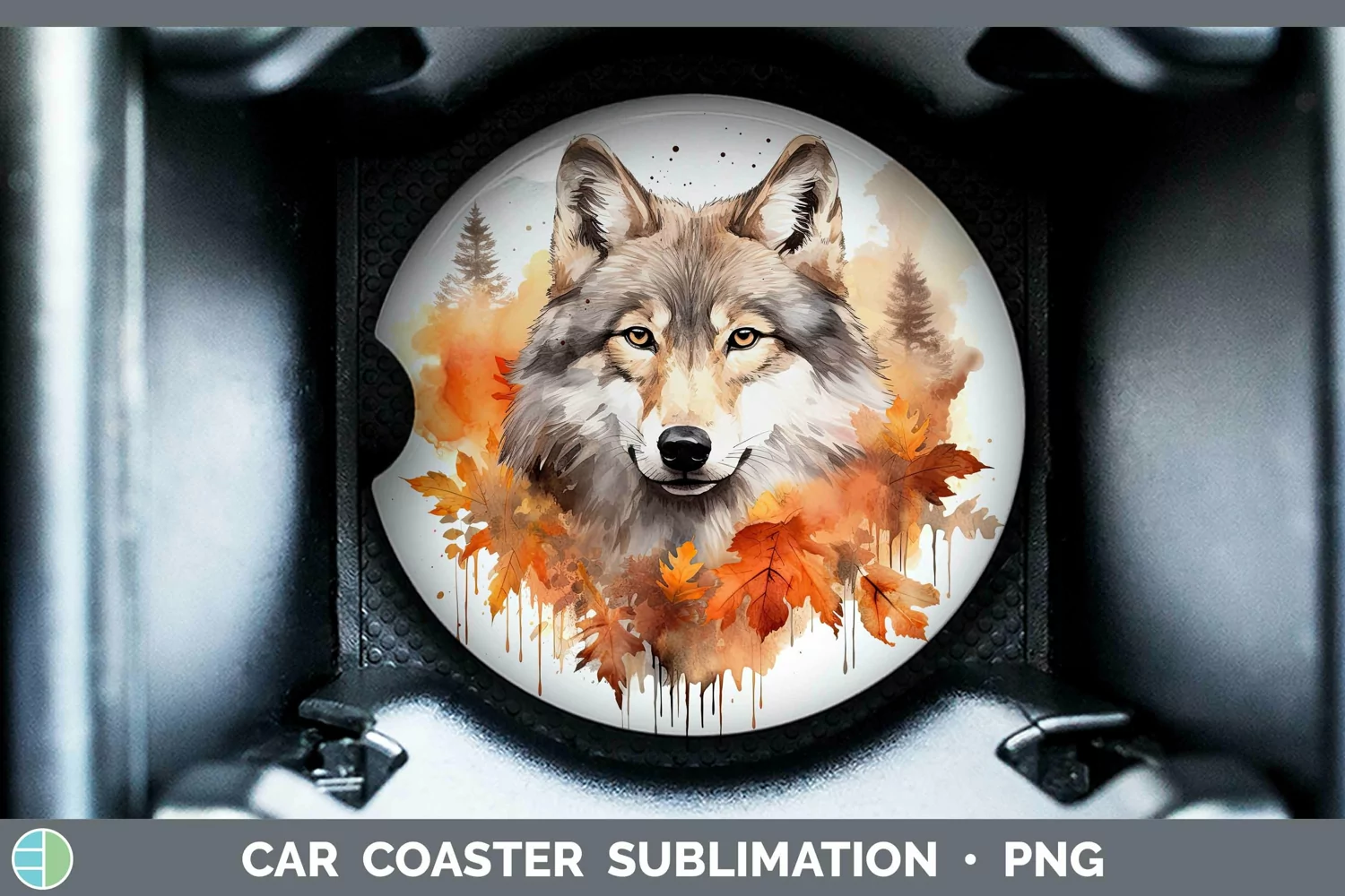 GorgeousAutumn Watercolor Car Coaster design.