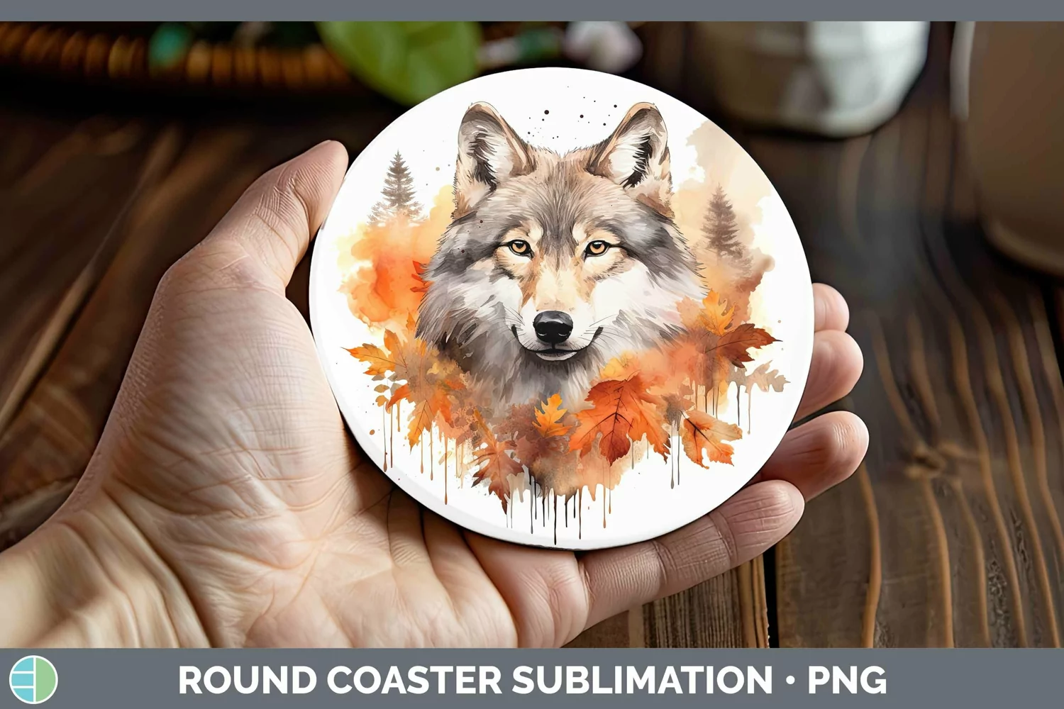 GorgeousAutumn Watercolor Round Coaster design.