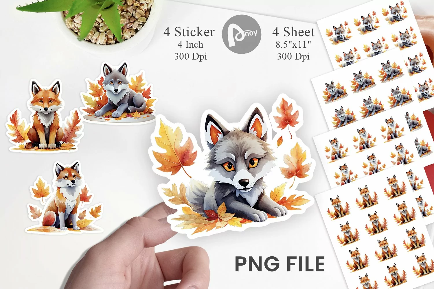 Autumn Wolf Watercolor Sticker product image 1