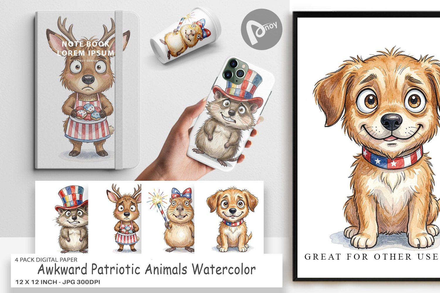 Awkward Patriotic Animals Digital Paper product image 1